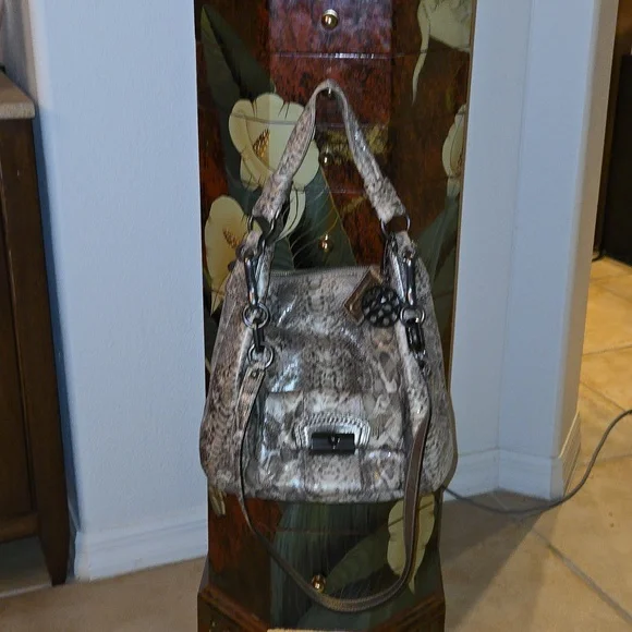 Coach Kristen Brown Tan‎ Embossed Python Leather Purse Hobo E1026 15361 - Picture 6 of 16